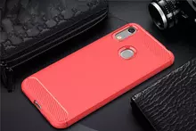 Противоударный чехол бампер для Huawei Honor 8A Prime iPaky Carbon Fiber Red (Красный)