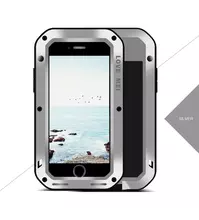 Противоударный чехол бампер Love Mei PowerFull (Со стеклом) для iPhone 7 / iPhone 8 / iPhone SE 2020 / iPhone SE 2022 Silver (Серебристый)
