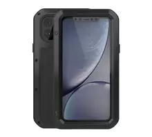 Противоударный чехол бампер Love Mei PowerFull (Со стеклом) для iPhone 11 Pro Max Black (Черный)