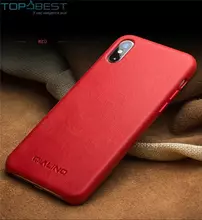 Кожаный чехол бампер для iPhone Xs Max Qialino Leather Back Case with Metal Buttons Red (Красный)
