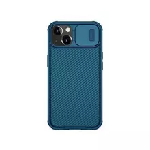 Противоударный чехол бампер Nillkin CamShield Pro (шторка на камеру) для iPhone 15 Pro Max Blue (Синий)