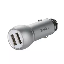 Автомобильная зарядка от прикуривателя Benks C25 Dual USB Car Charger Gray (Серый)