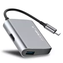 Хаб Baseus Enjoyment Hub Adapter Type C to HDMI / USB 3.0 Deep Gray (Серый) CATSX-B0G