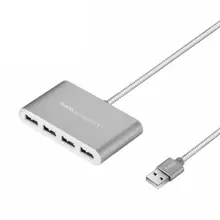 USB хаб Hoco HB3 to 4USB Silver (Серебристый)