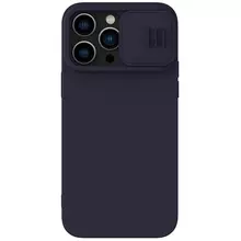 Противоударный чехол бампер Nillkin CamShield Silky Silicone (шторка на камеру) для iPhone 14 Pro Dark Night Purple (Темно Фиолетовый)