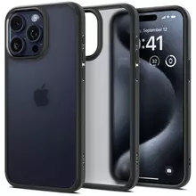 Противоударный чехол бампер Spigen Ultra Hybrid для iPhone 15 Pro Frost Black (Черный) ACS06709