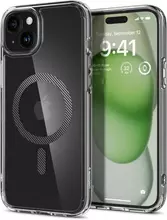 Противоударный чехол бампер Spigen Ultra Hybrid MagSafe для iPhone 15 Carbon Fiber (Углеродное волокно) ACS06805
