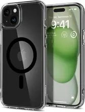 Противоударный чехол бампер Spigen Ultra Hybrid MagSafe для iPhone 15 Plus Black (Черный) ACS06661