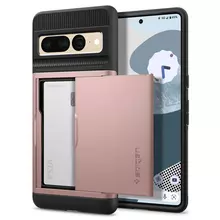 Противоударный чехол бампер Spigen Slim Armor CS (с отделом для карт) для Google Pixel 7 Pro Rose Gold (Розовое Золото) ACS04732
