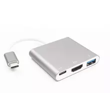 Адаптер AULID 3 в 1 Type C хаб to Type C + HDMI +USB3.0 1080p Silver (Серебристый)