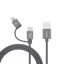 Кабель для зарядки Momax One Link 2 in 1 (Micro/Lightning) Cable Space Grey (Серый) DL15