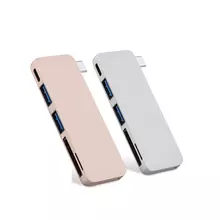 Мультиадаптер Anomaly USB хаб и кард-ридер 5 в 1 Type-С Silver (Серебристый)