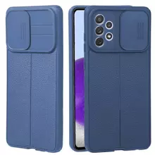 Противоударный чехол бампер для Xiaomi Mi 11i / Poco F3 / Redmi K40 / Redmi K40 Pro Anomaly Leather Fit Pro (шторка на камеру) Blue (Синий)