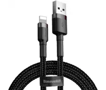 Кабель Baseus Cafule Cable Lightning – USB 1.0 м 2.4 A Black / Grey (Черный / Серый) (CALKLF-BG1)