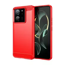 Противоударный чехол бампер для Xiaomi 13T / 13T Pro iPaky Carbon Fiber Red (Красный)