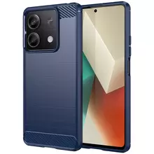 Противоударный чехол бампер для Xiaomi Redmi Note 13 Pro 5G iPaky Carbon Fiber Blue (Синий) 