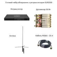 Набор ретранслятора Motorola MotoTRBO SLR 5500 VHF (136-174 МГц) 50 Вт 64 канала + Дуплексер + Комплект антенн + Кабель 25 м Black (Черный) MDR10JCGANQ1AN