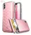Противоударный чехол бампер для iPhone XS Clayco Argos (с отделом для карт) Rose Gold (Розовое Золото) 
