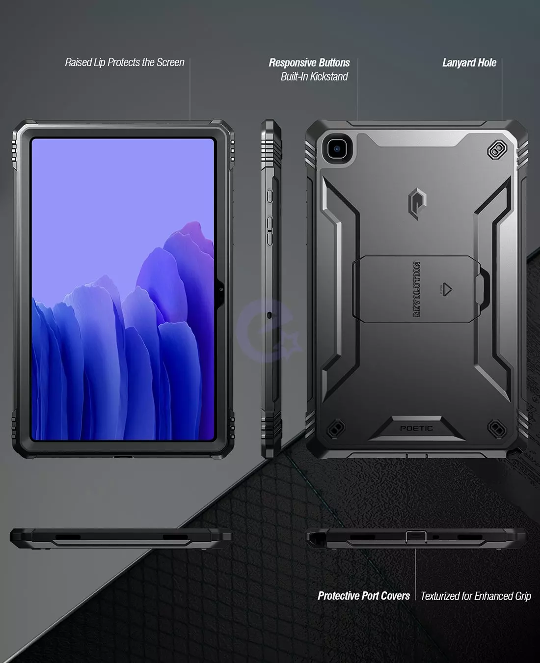 Противоударный чехол Poetic Revolution Hybrid для планшета Samsung Galaxy Tab A7 10.4" SM-T500 T505 2020 Black