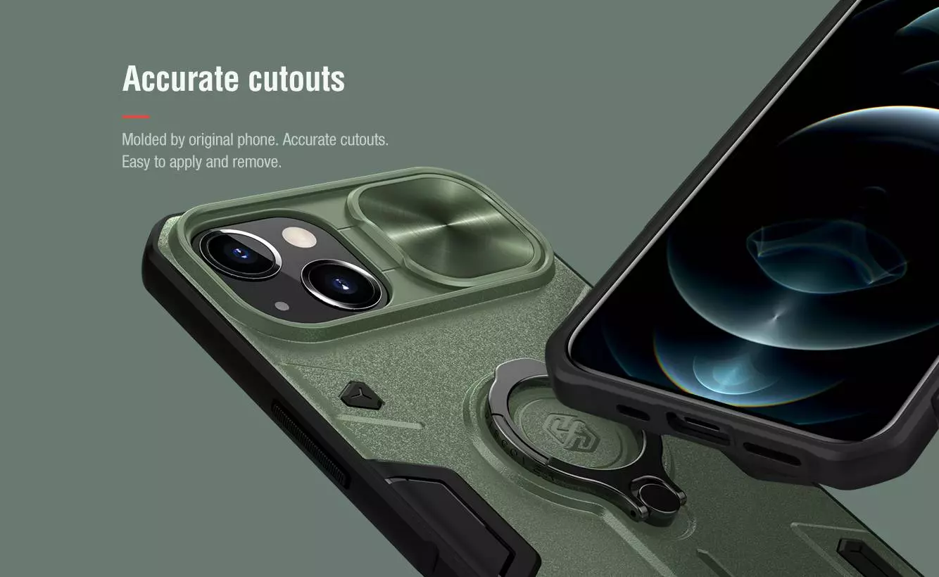 Чехол бампер для iPhone 13 Nillkin CamShield Armor Green (Зеленый) 6902048223011