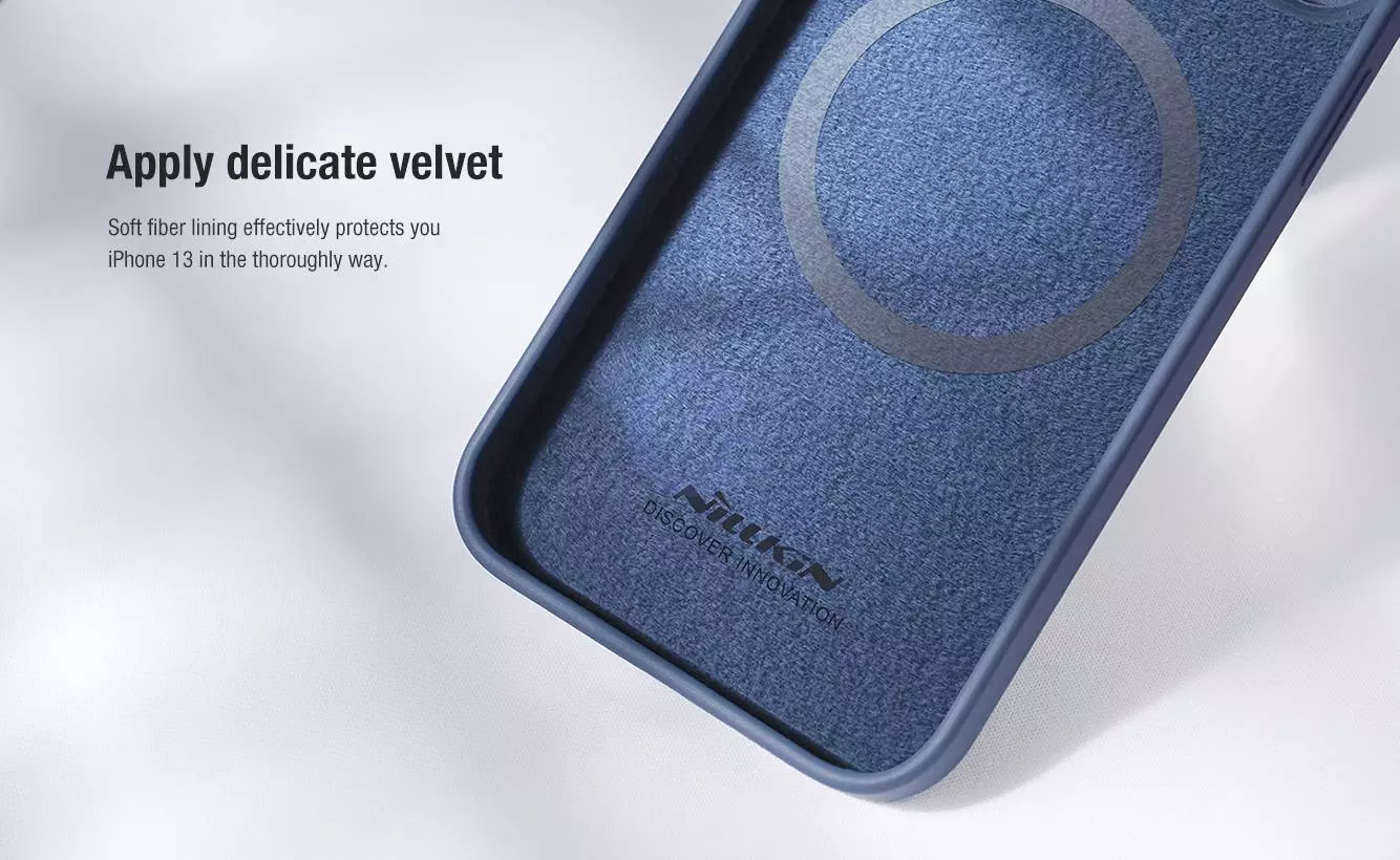 Чехол бампер для iPhone 13 Nillkin CamShield Silky Magnetic Silicone Midnight Blue (Синий) 6902048223493