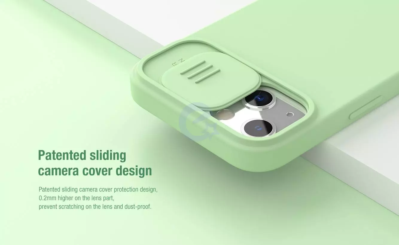 Чехол бампер для iPhone 13 Nillkin CamShield Silky Silicone Mint Green (Мятный Зеленый)