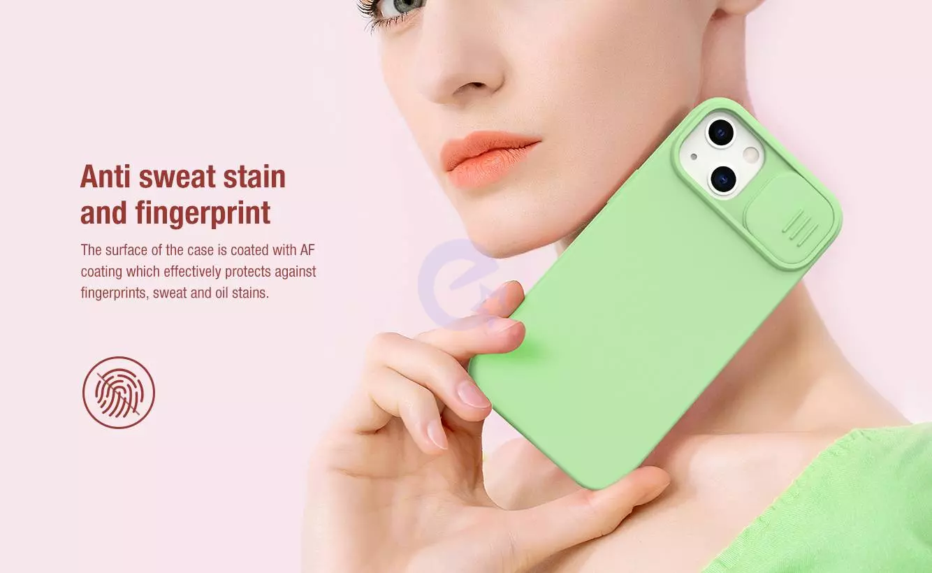 Чехол бампер для iPhone 13 Nillkin CamShield Silky Silicone Mint Green (Мятный Зеленый)