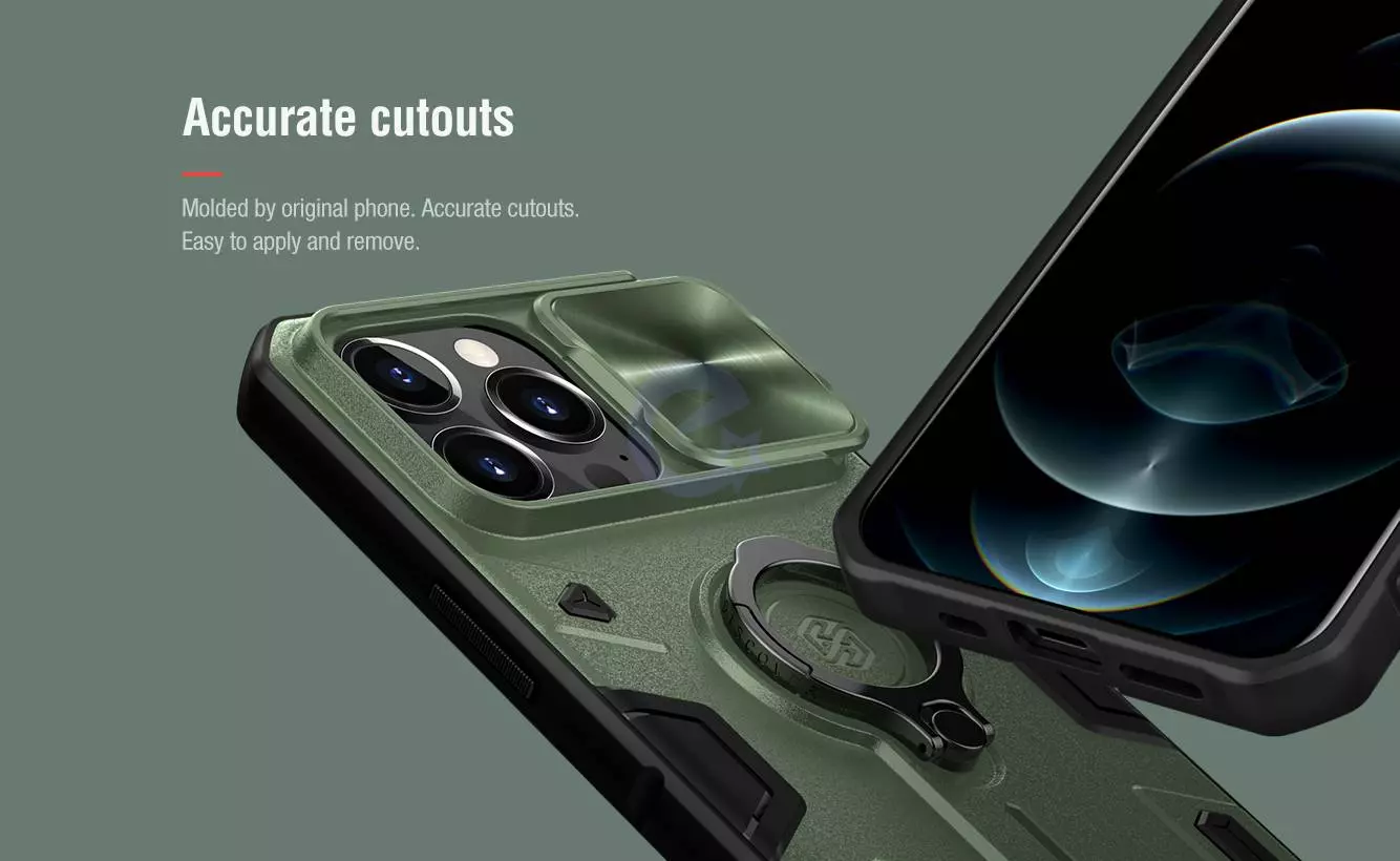 Чехол бампер для iPhone 13 Pro Nillkin CamShield Armor Green (Зеленый) 6902048223042