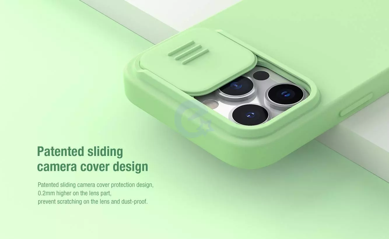 Чехол бампер для iPhone 13 Pro Nillkin CamShield Silky Magnetic Silicone Mint Green (Мятный Зеленый) 6902048223547