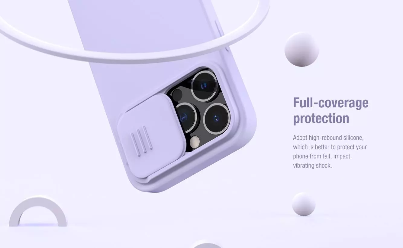 Чехол бампер для iPhone 13 Pro Nillkin CamShield Silky Silicone Misty Purple (Туманный Фиолетовый)