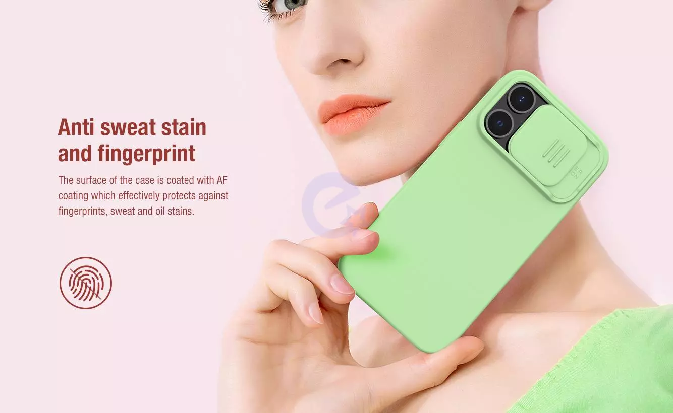 Чехол бампер для iPhone 13 Pro Nillkin CamShield Silky Silicone Mint Green (Мятный Зеленый)