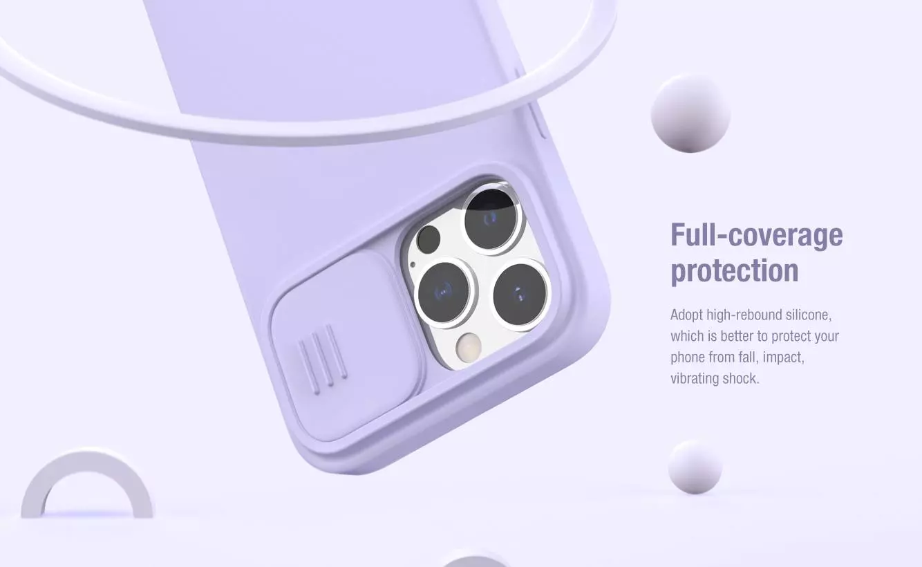 Чехол бампер для iPhone 13 Pro Max Nillkin CamShield Silky Magnetic Silicone Misty Purple (Туманный Фиолетовый) 6902048223578