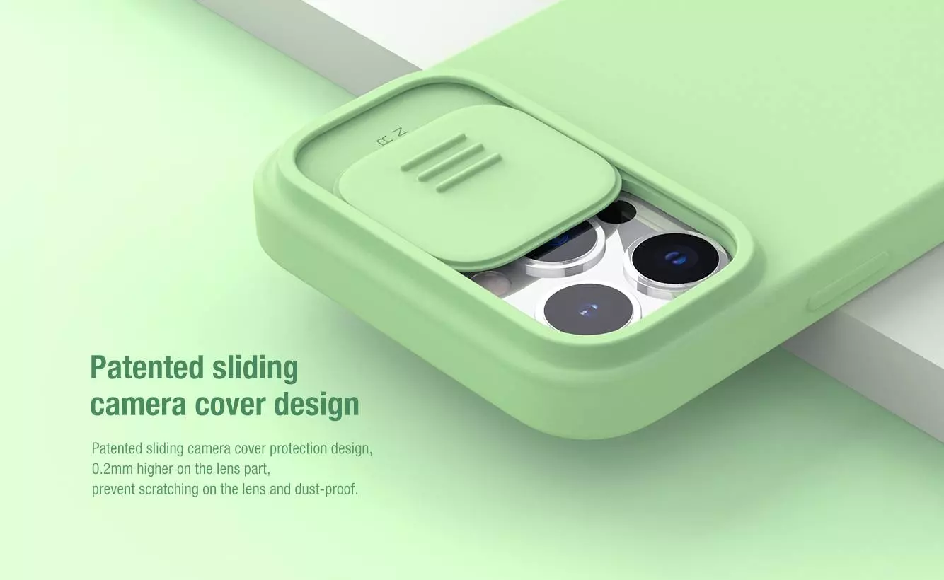 Чехол бампер для iPhone 13 Pro Max Nillkin CamShield Silky Magnetic Silicone Misty Purple (Туманный Фиолетовый) 6902048223578