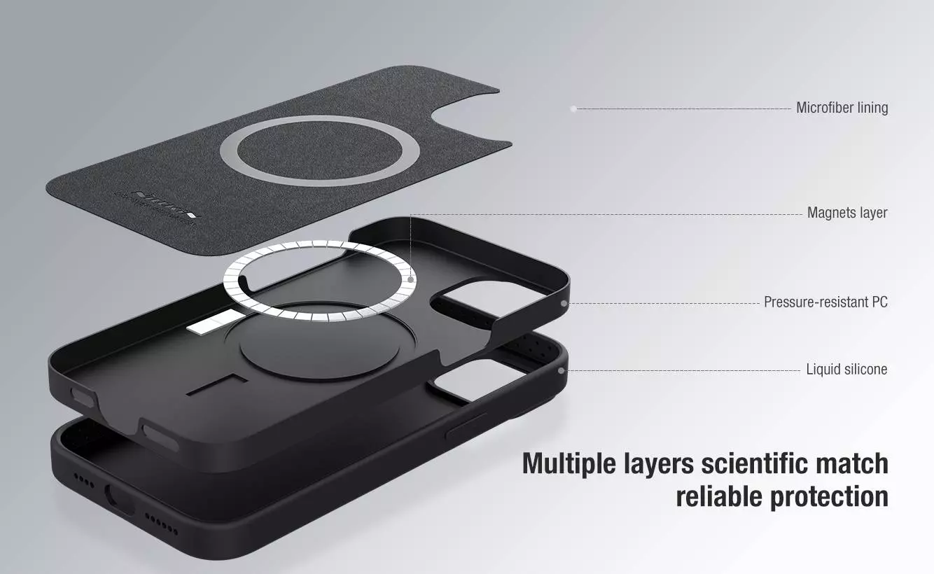 Чехол бампер для iPhone 13 Pro Max Nillkin CamShield Silky Magnetic Silicone Misty Purple (Туманный Фиолетовый) 6902048223578