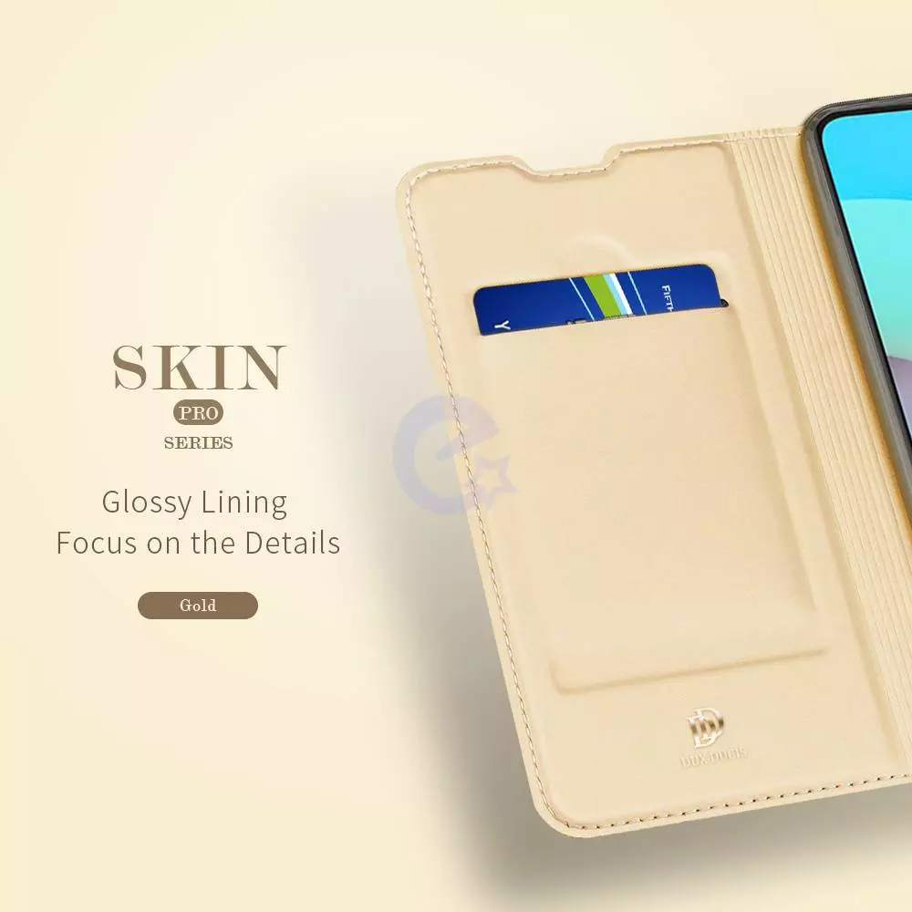 Чехол книжка для Xiaomi Redmi 10 Dux Ducis Skin Pro Gold (Золотой)
