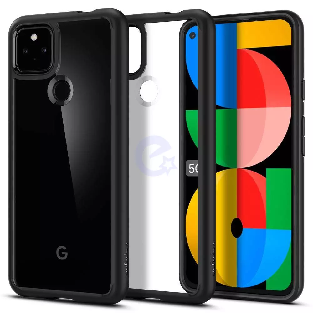 Чехол бампер для Google Pixel 5a 5G Spigen Ultra Hybrid Black (Черный) ACS02910