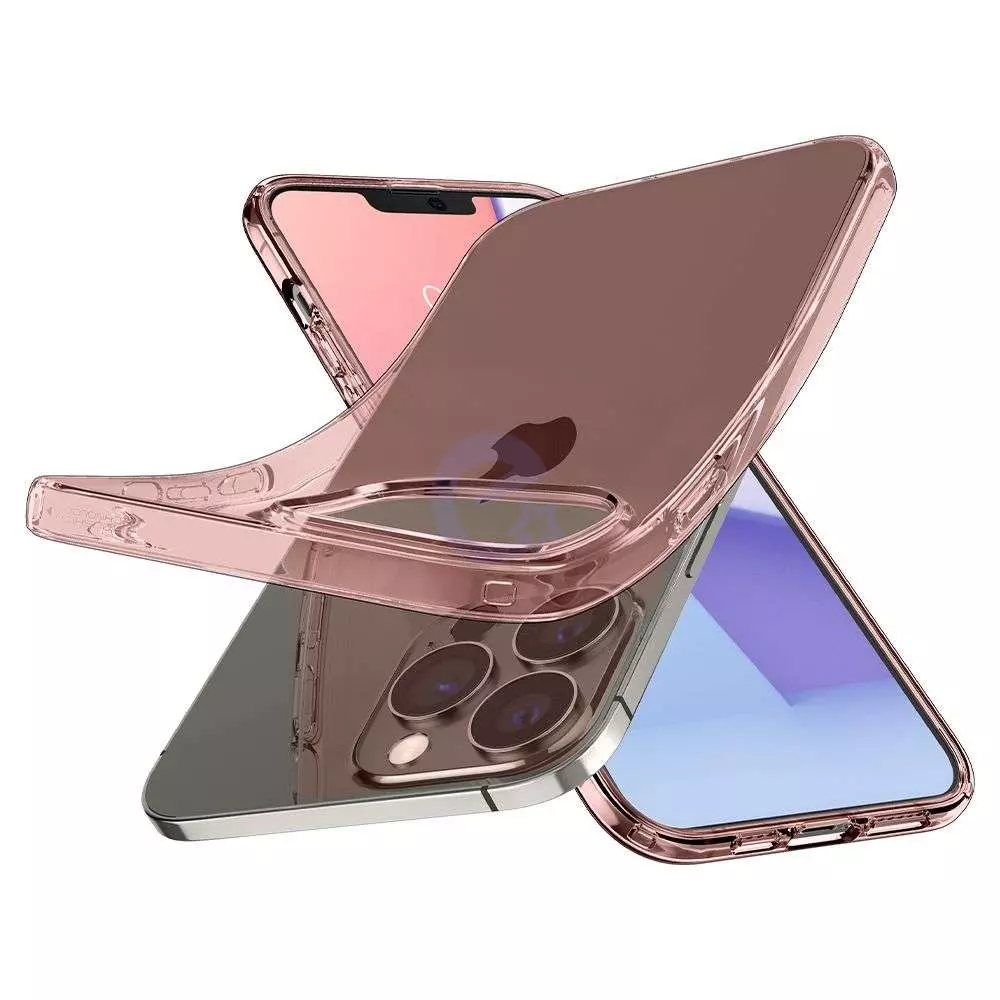Чехол бампер для iPhone 13 Pro Spigen Crystal Flex Rose Crystal (Розовый Кристальный) ACS03298