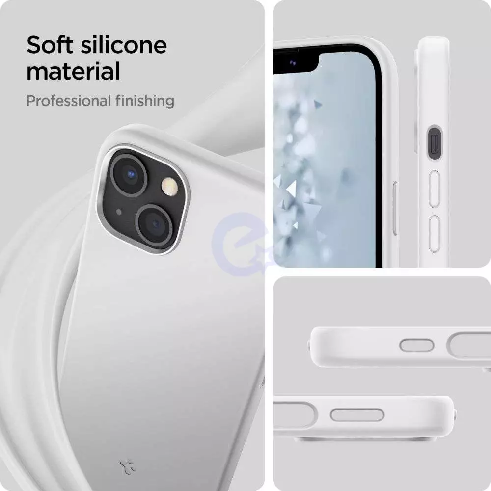 Чехол бампер для iPhone 13 Mini Spigen Silicone Fit White (Белый) ACS03340