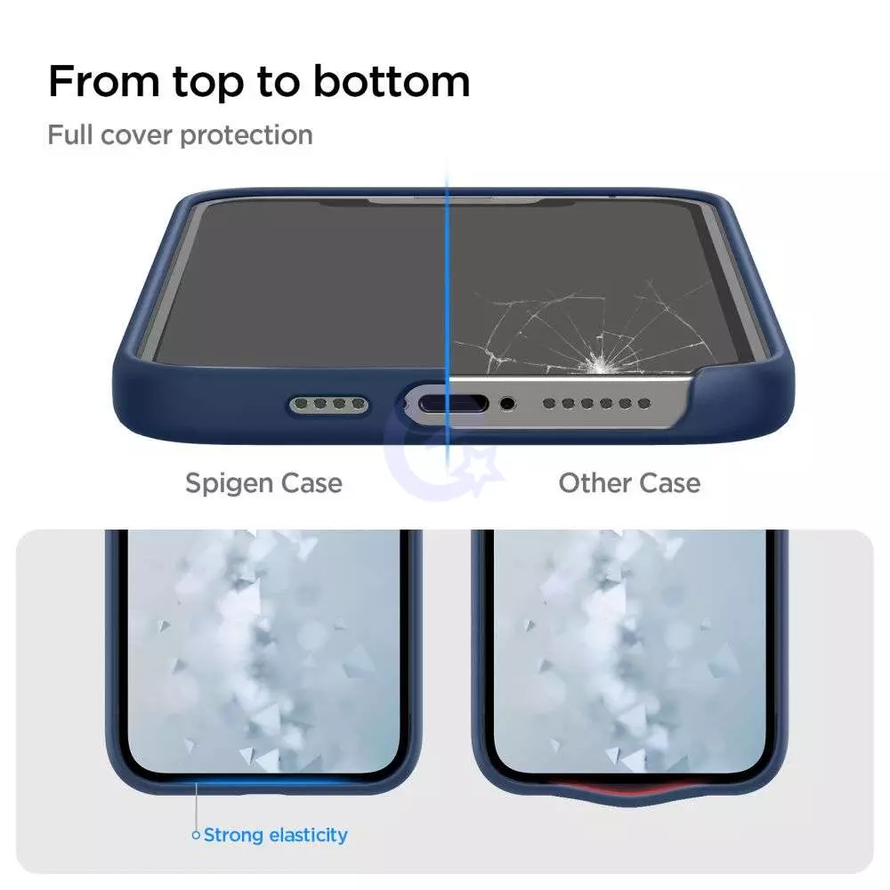 Чехол бампер для iPhone 13 Pro Spigen Silicone Fit Navy Blue (Темно Синий) ACS03285