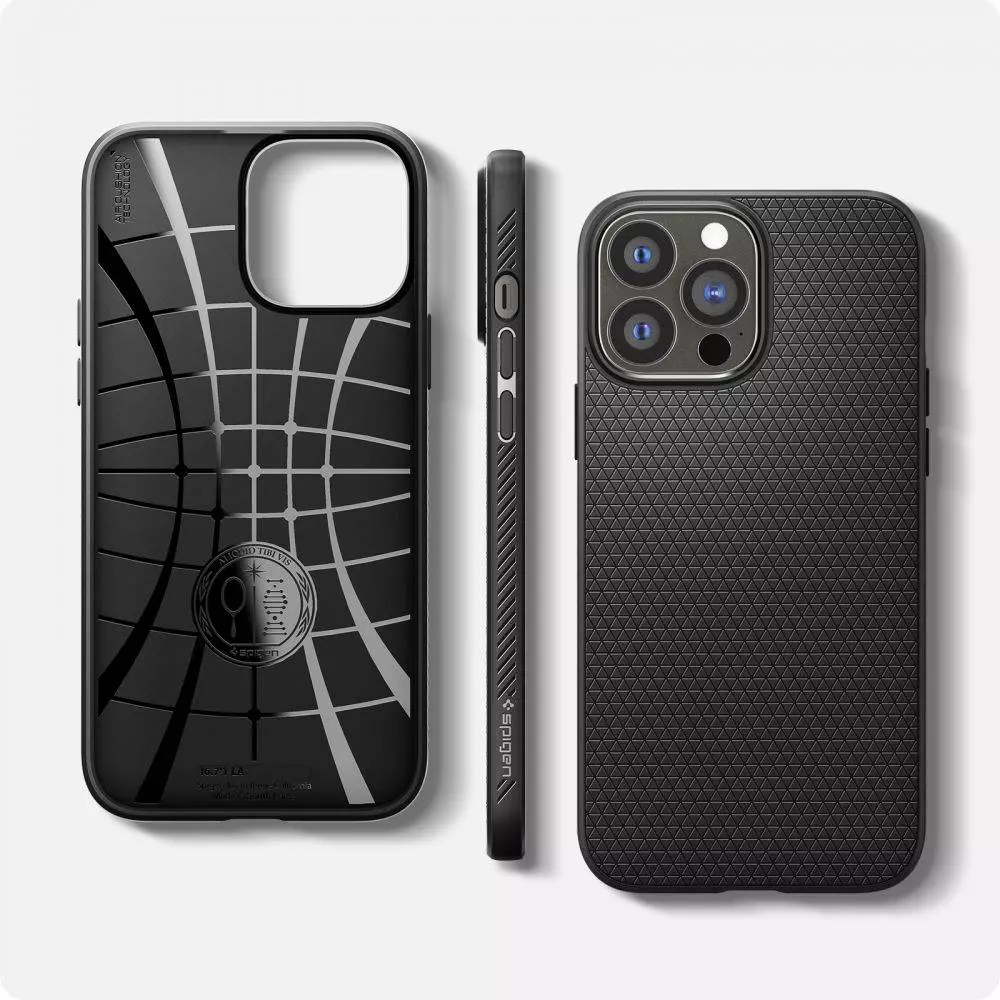 Чехол бампер для Apple iPhone 13 Pro Max Spigen Liquid Air Matte Black (Черный) ACS03201