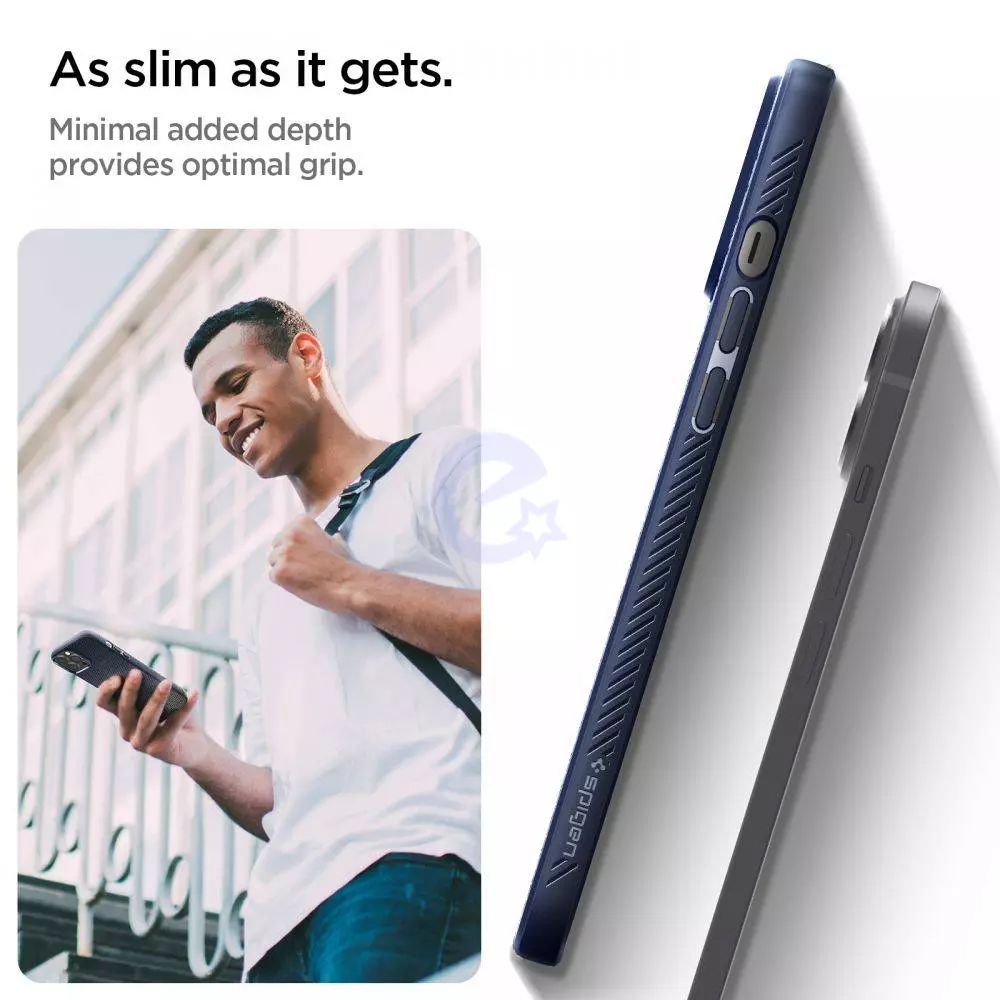 Чехол бампер для Apple iPhone 13 Pro Max Spigen Liquid Air Navy Blue (Тёмно синий) ACS03202