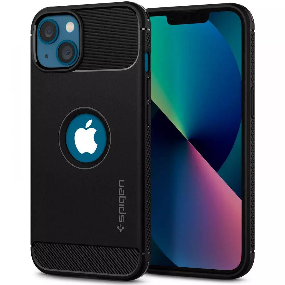 Чехол бампер для Apple iPhone 13 Spigen Rugged Armor Matte Black (Черный) ACS03518