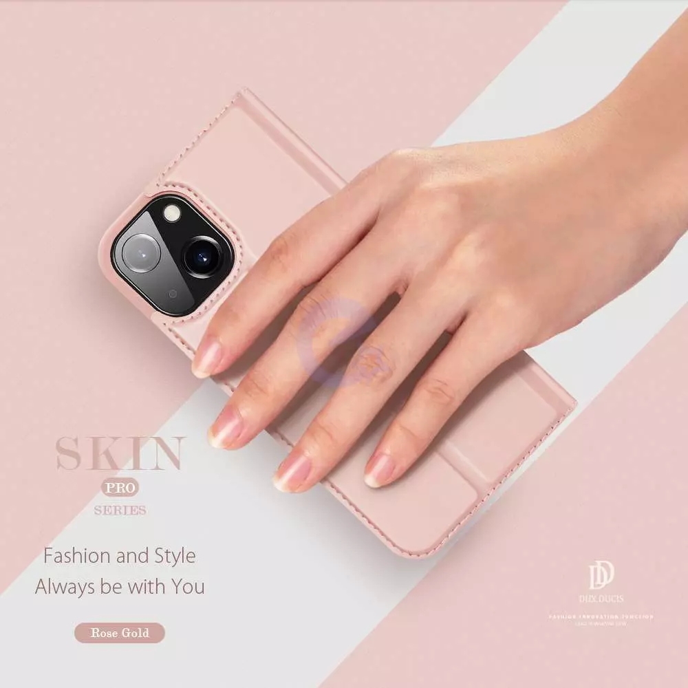 Чехол книжка для iPhone 13 Mini Dux Ducis Skin Pro Rose Gold (Розовое золото)