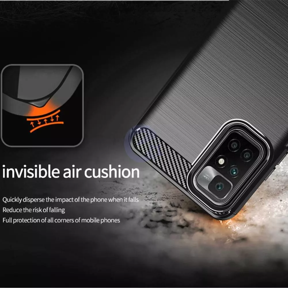 Чехол бампер для Xiaomi Redmi 10 iPaky Carbon Fiber Black (Черный)