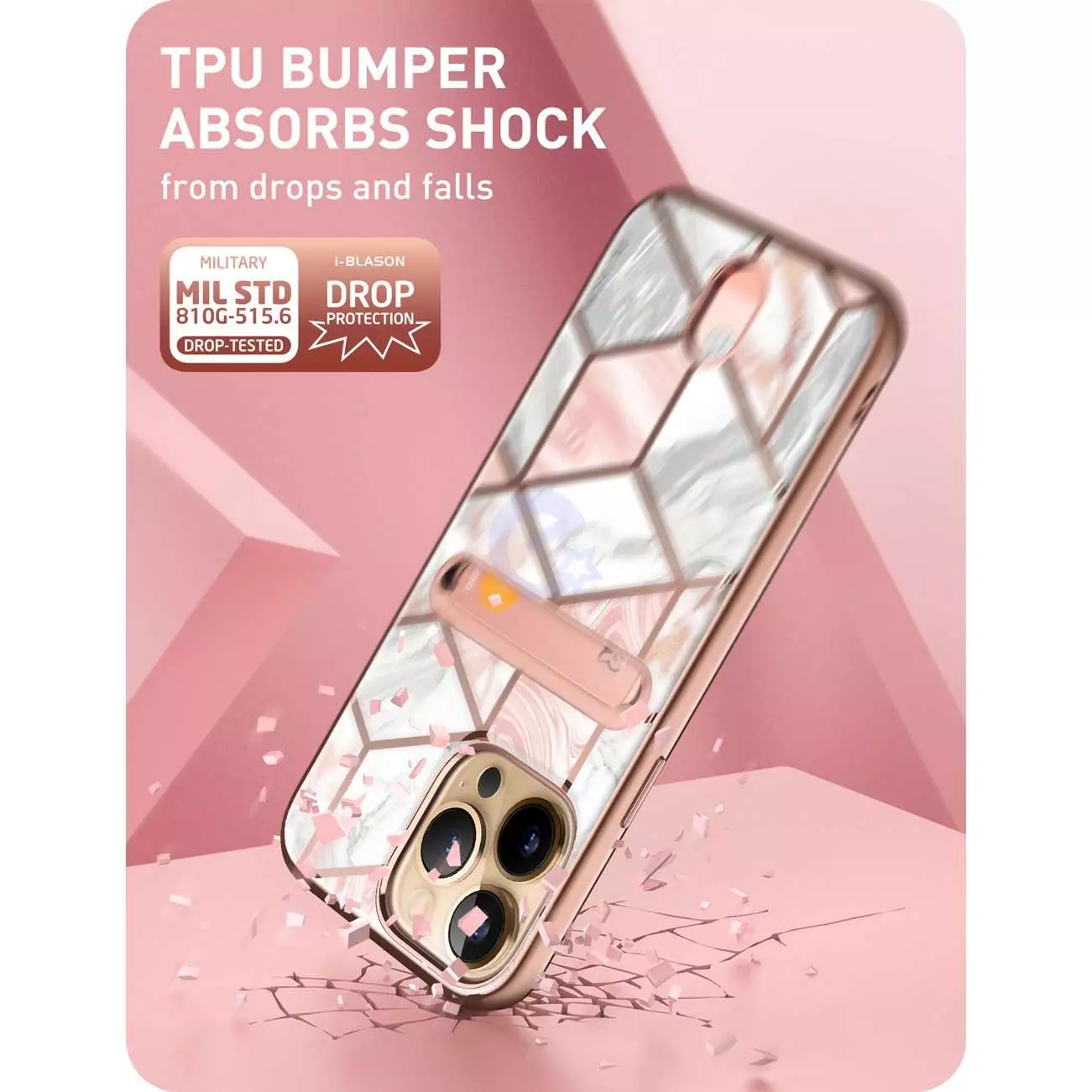 Чехол бампер для iPhone 13 Pro i-Blason Cosmo Wallet Marble Pink (Мрамор Розовый) 843439114241