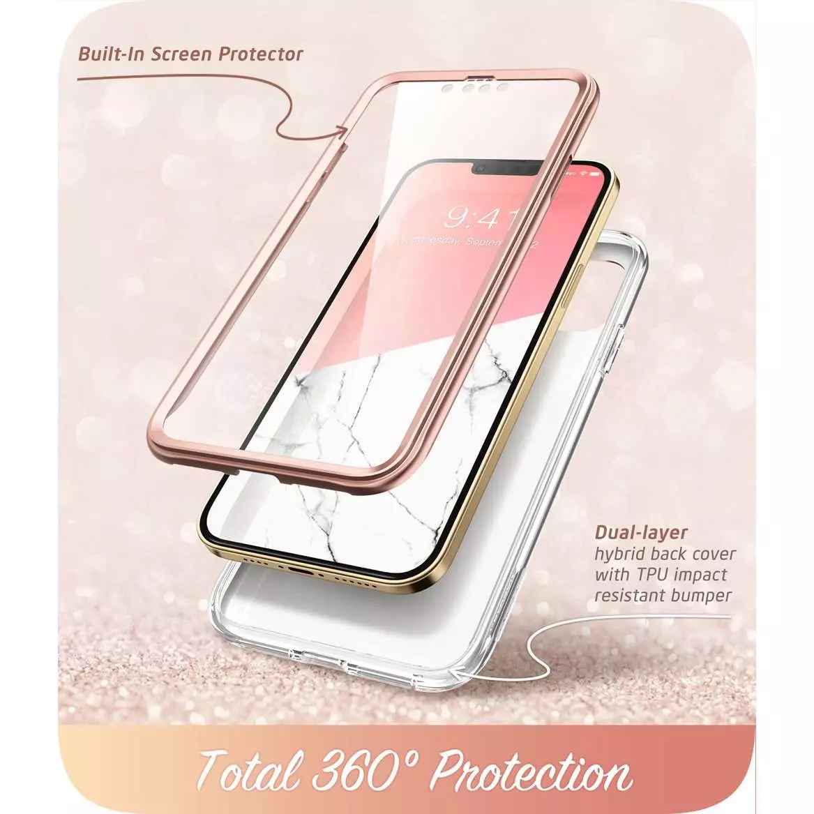 Чехол бампер для iPhone 13 Pro Max i-Blason Cosmo Marble Pink (Мрамор Розовый) 843439114395