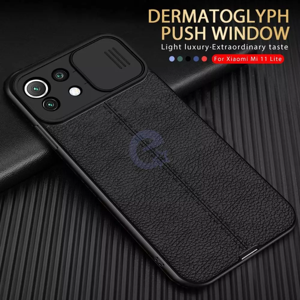 Чехол бампер для Xiaomi Mi 11 Lite / 11 Lite 5G NE Anomaly Leather Fit Pro (Шторка На Камеру) Black (Черный)