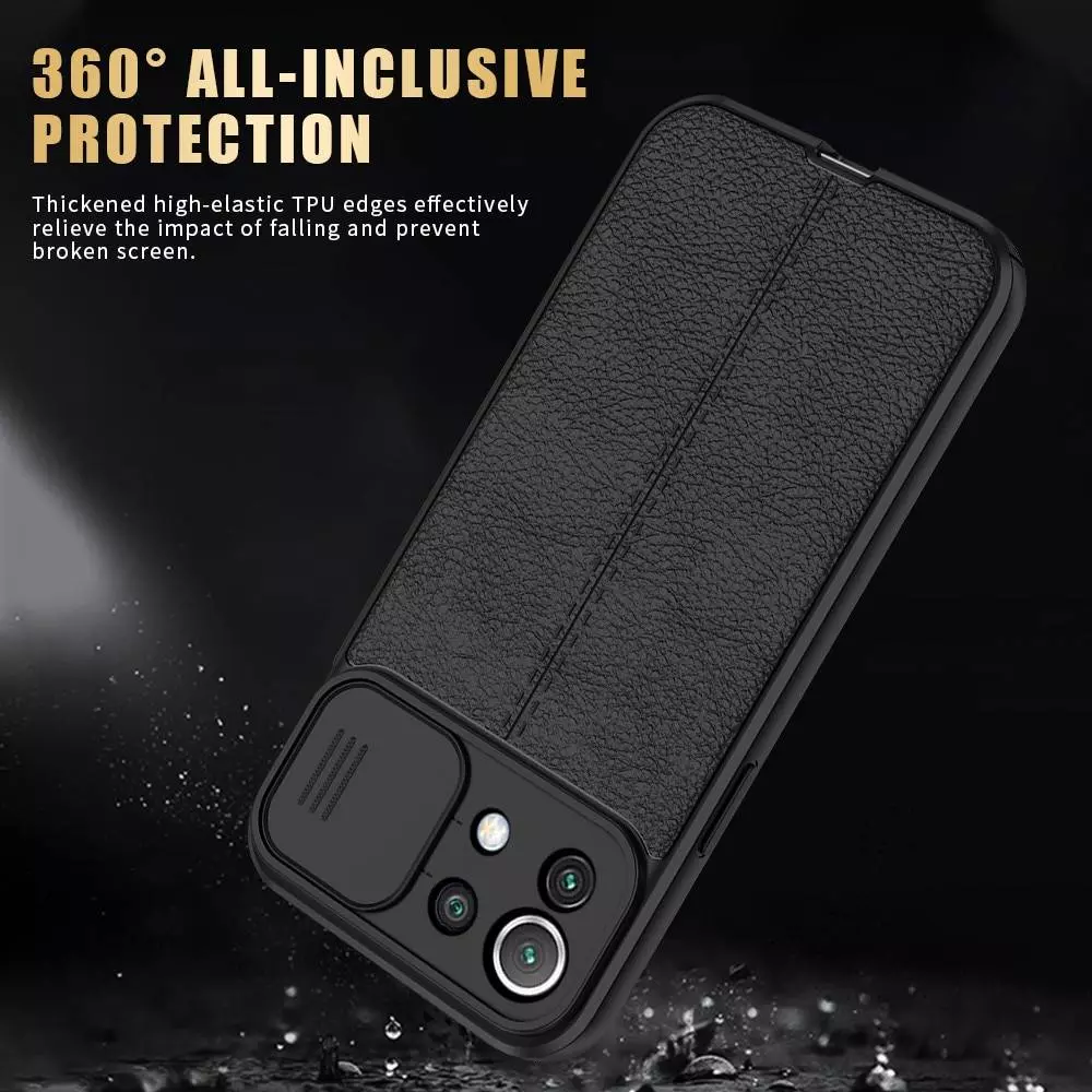 Чехол бампер для Xiaomi Mi 11 Lite / 11 Lite 5G NE Anomaly Leather Fit Pro (Шторка На Камеру) Black (Черный)