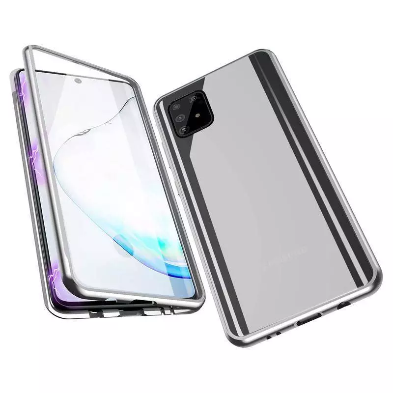 Чехол бампер для Samsung Galaxy M62 Anomaly Magnetic 360 With Glass Silver (Серебристый)
