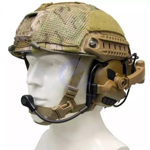 Активні тактичні навушники EARMOR M32X-Mark3 MilPro на шолом fast кріплення ARC з мікрофоном Coyote Brown (Койот)